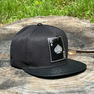 Men’s Outdoor Adjustable Sunshade Embroidered Crystal Bling King Card Cap Hat BK